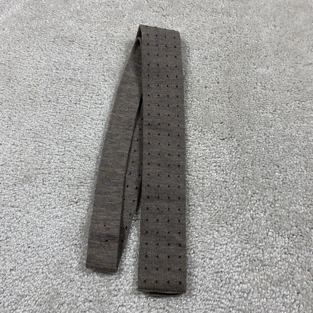 VTG Stafford Tie Brown Wool Knit Skinny Polka Dot Necktie Ivy Prep Menswear‎